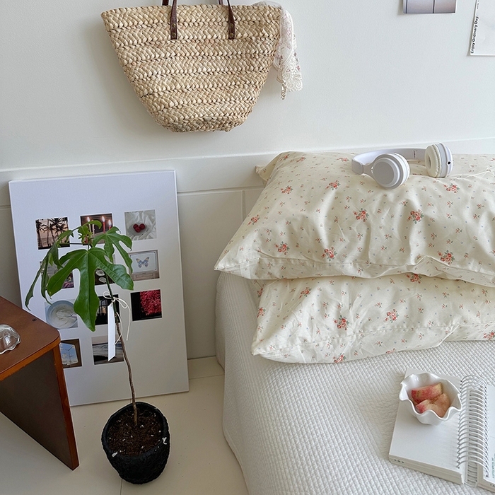 91家纺网 家纺一手货源 找家纺 2025新款纯棉小清新小碎花学生枕套 清如