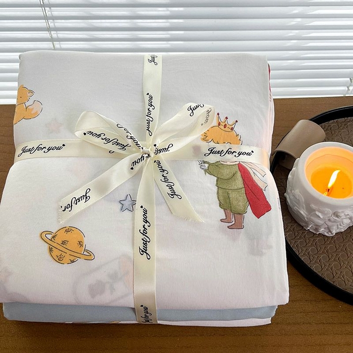 91家纺网 家纺一手货源 找家纺 2025新款针织棉双层纱四件套小碎花被套床单床笠款学生三件套新款直播热款-床图-系列一 王子