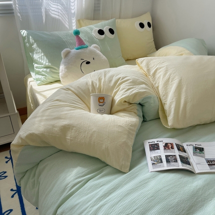 91家纺网 家纺一手货源 找家纺 （总）丽涵家纺 2025新品全棉水洗棉大眼毛巾绣四件套-密条系