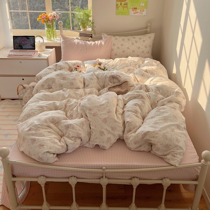 桃喜 2025春夏新款全棉13372小碎花混搭枕套系列四件套 晚风