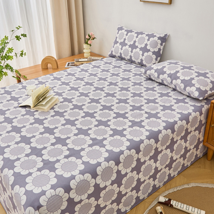 91家纺网 家纺一手货源 找家纺 首爱家纺 2025新款印花原棉标老粗布床单老粗布凉席软凉席 太阳花