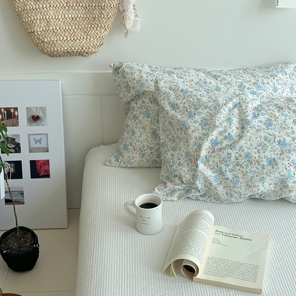 2025新款纯棉小清新小碎花学生枕套 蓝莓厚乳(雾蓝)