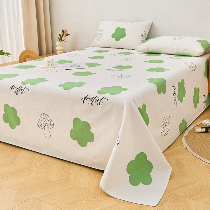 91家纺网 家纺一手货源 找家纺 首爱家纺 2025新款印花原棉标老粗布床单老粗布凉席软凉席 小花朵朵