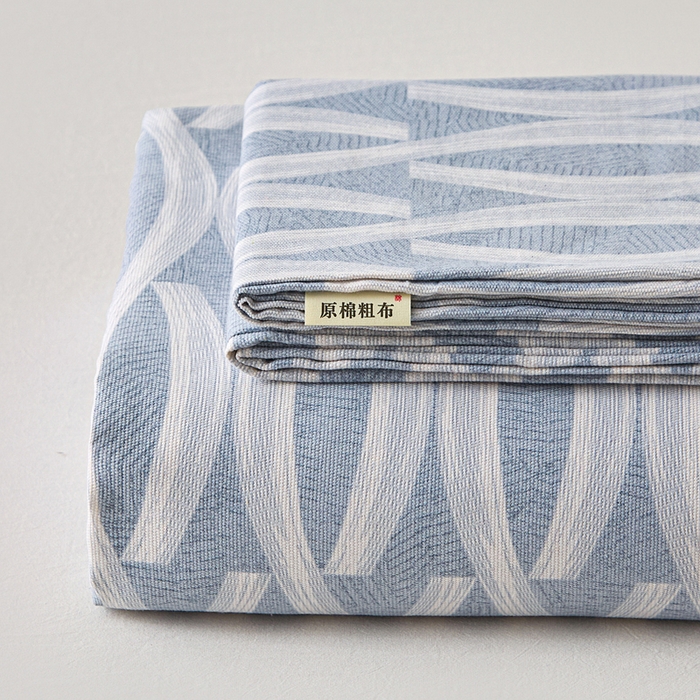 91家纺网 家纺一手货源 找家纺 首爱家纺 2025新款印花原棉标老粗布床单老粗布凉席软凉席 波浪