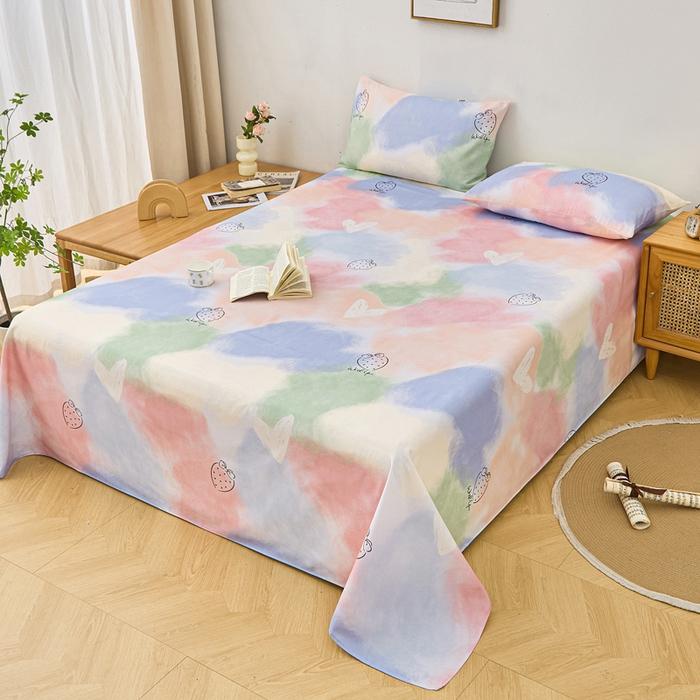 91家纺网 家纺一手货源 找家纺 首爱家纺 2025新款印花原棉标老粗布床单老粗布凉席软凉席 梦幻星空