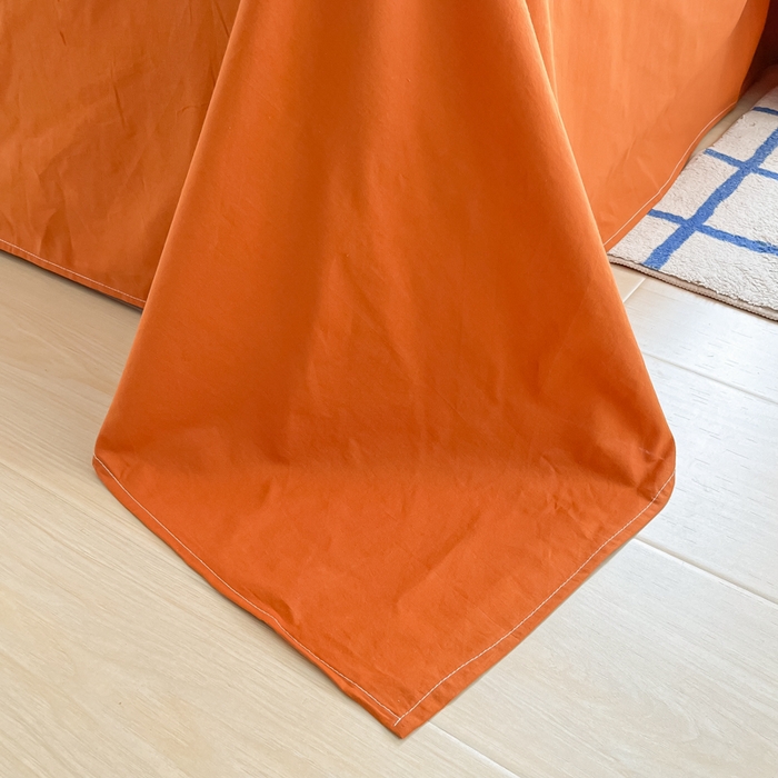 91家纺网 家纺一手货源 找家纺 韩巢家纺 2025新款格子纯色A类水洗棉床单单件 A类铁锈红-床单