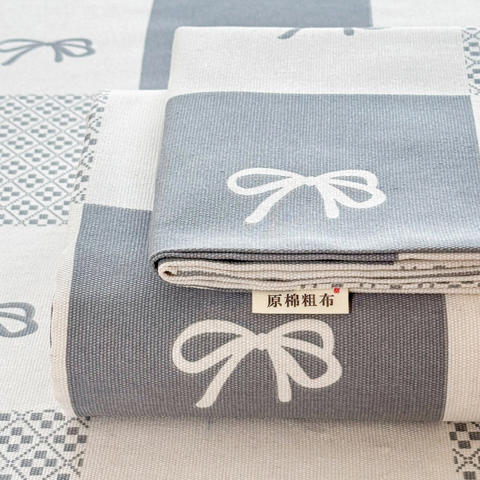 91家纺网 家纺一手货源 找家纺 首爱家纺 2025新款印花原棉标老粗布床单老粗布凉席软凉席 黑白方格