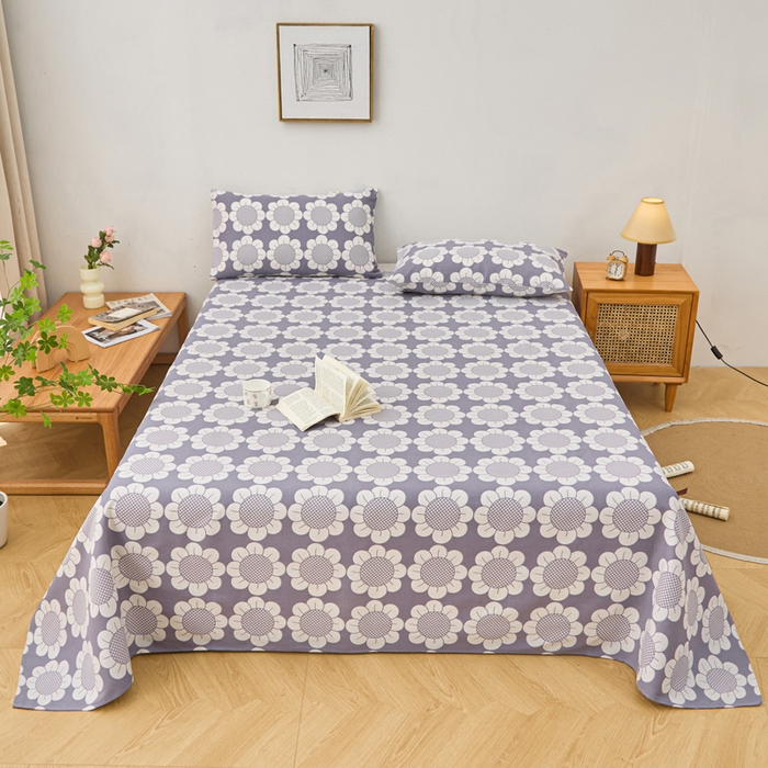 91家纺网 家纺一手货源 找家纺 棉乐町家居 2025年新款印花原棉标老粗布床单 太阳花