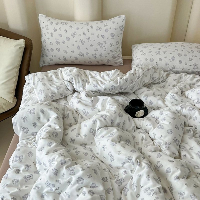 91家纺网 家纺一手货源 找家纺 2025新款针织棉双层纱四件套小碎花被套床单床笠款学生三件套新款直播热款-床图-系列一 礼物