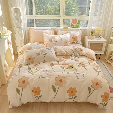 91家纺网 家纺一手货源 找家纺 （总）菲梵家纺 2025新款小清新喷气印花全棉四件套