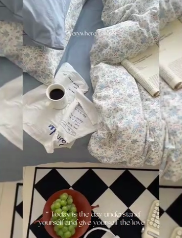 91家纺网 家纺一手货源 找家纺 2025新款纯棉小清新四件套小碎花学生三件套纯色床单印花枕套双人床笠 蓝莓厚乳(雾蓝)