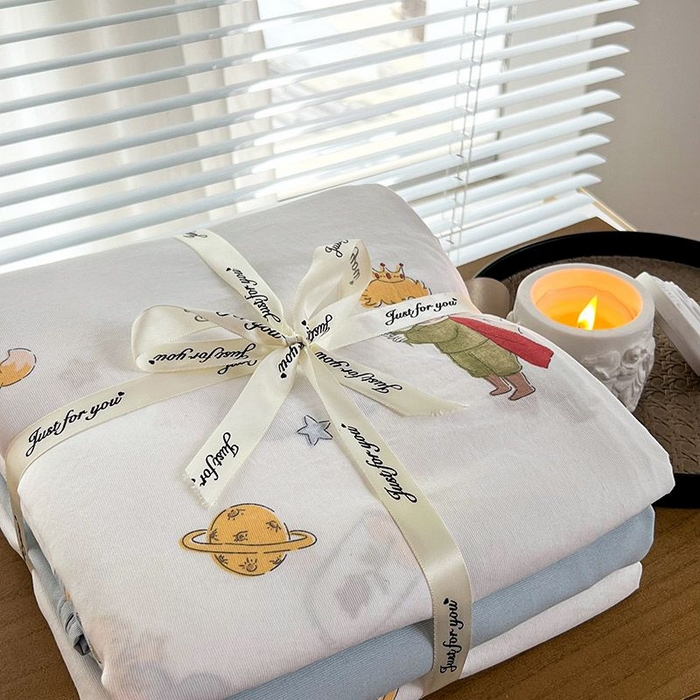 91家纺网 家纺一手货源 找家纺 2025新款针织棉双层纱四件套小碎花被套床单床笠款学生三件套新款直播热款-床图-系列一 王子