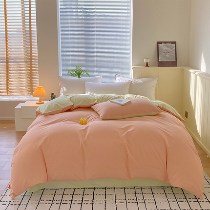 91家纺网 家纺一手货源 找家纺 （总）2025春夏新款双拼水洗棉全棉纯棉单品系列-单被套