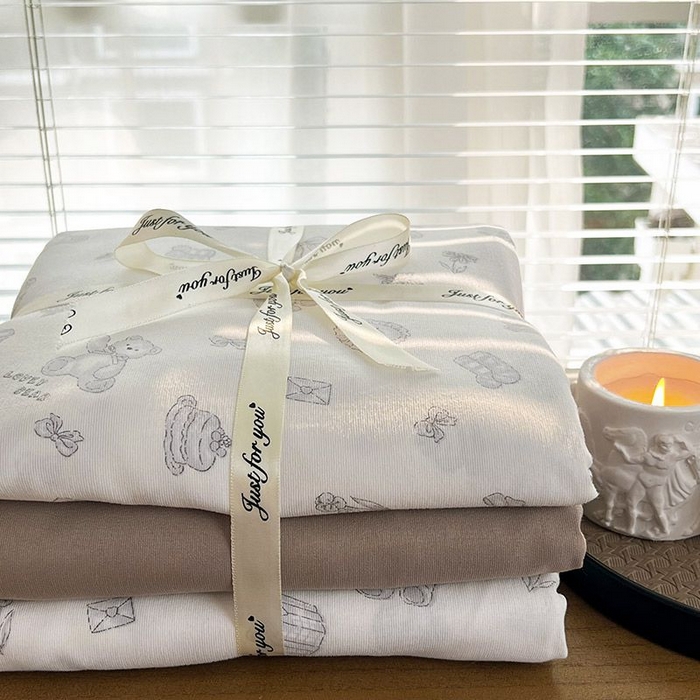 91家纺网 家纺一手货源 找家纺 暖芯优选 2025新款针织棉双层纱四件套小碎花被套床单床笠款学生三件套新款直播热款-叠拍图-系列一 礼物