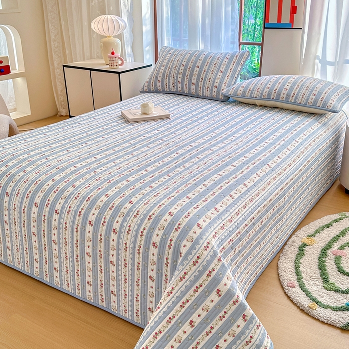 91家纺网 家纺一手货源 找家纺 2025新款13070单面全棉绗缝床盖三件套 春晴