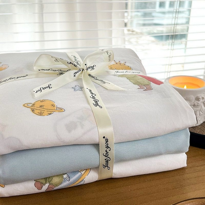 91家纺网 家纺一手货源 找家纺 2025新款针织棉双层纱四件套小碎花被套床单床笠款学生三件套新款直播热款-床图-系列一 王子