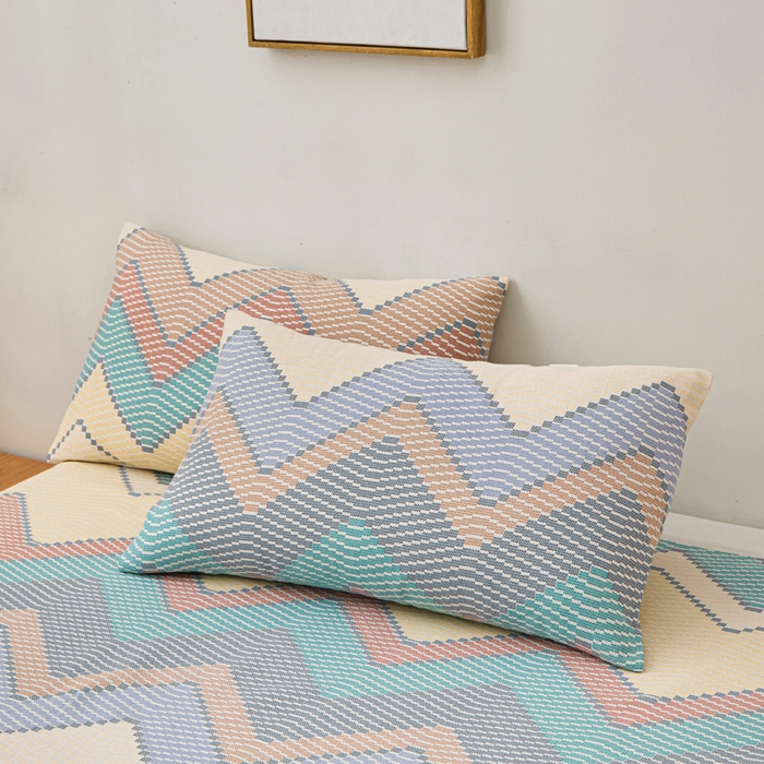 91家纺网 家纺一手货源 找家纺 首爱家纺 2025新款印花原棉标老粗布床单老粗布凉席软凉席 波纹空间