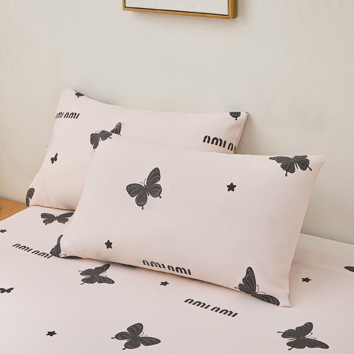 91家纺网 家纺一手货源 找家纺 棉乐町家居 2025年新款印花原棉标老粗布床单 蝴蝶飞