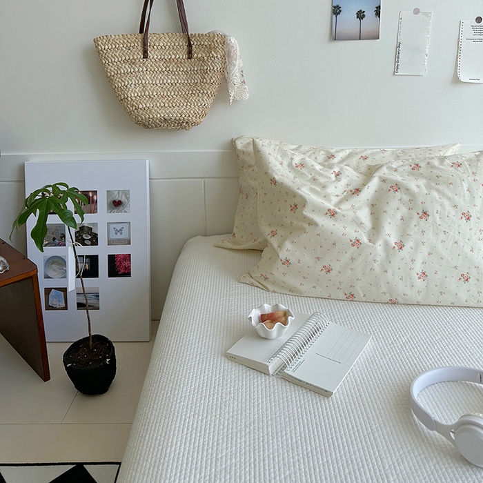 91家纺网 家纺一手货源 找家纺 2025新款纯棉小清新小碎花学生枕套 清如