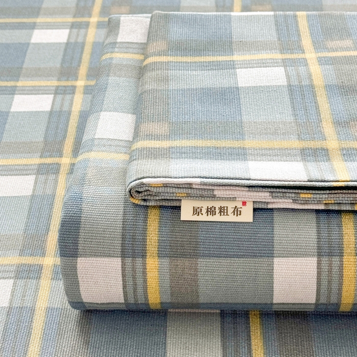 91家纺网 家纺一手货源 找家纺 首爱家纺 2025新款印花原棉标老粗布床单老粗布凉席软凉席 简兮蓝