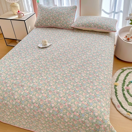 91家纺网 家纺一手货源 找家纺 （总）2025新款13070单面全棉绗缝床盖三件套