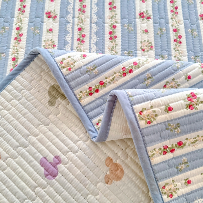 91家纺网 家纺一手货源 找家纺 2025新款13070单面全棉绗缝床盖三件套 春晴