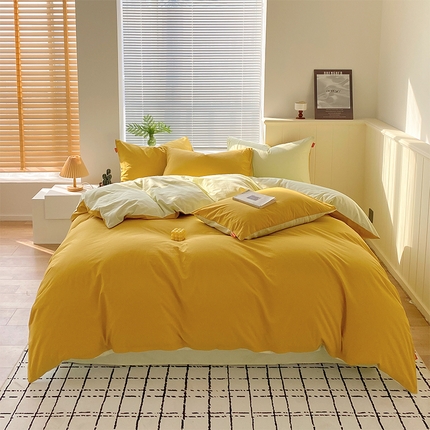 91家纺网 家纺一手货源 找家纺 （总）2025春夏新款双拼水洗棉全棉纯棉四件套