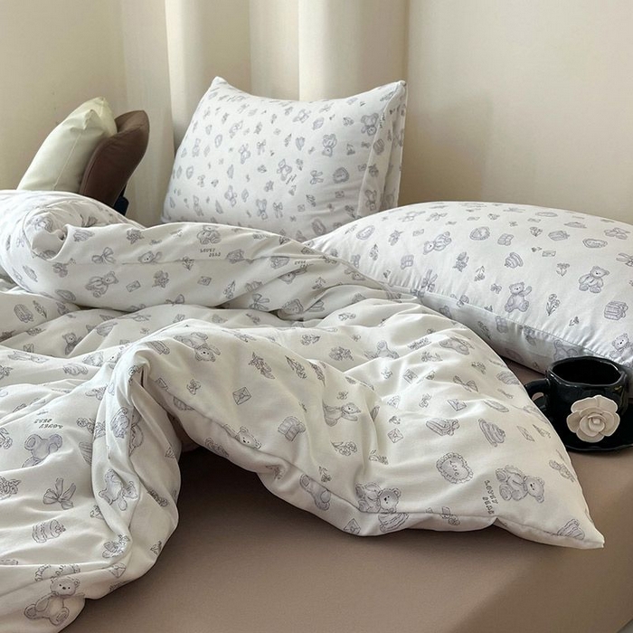 91家纺网 家纺一手货源 找家纺 2025新款针织棉双层纱四件套小碎花被套床单床笠款学生三件套新款直播热款-床图-系列一 礼物