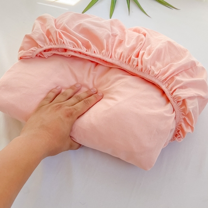 韩巢家纺 2025新款A类纯色格子水洗棉床笠单件床罩床套 A类玉色-床笠