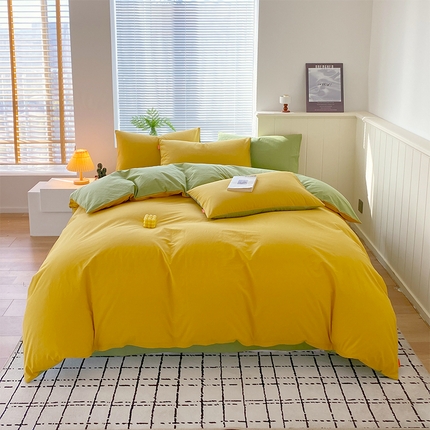 91家纺网 家纺一手货源 找家纺 （总）2025春夏新款双拼水洗棉全棉纯棉四件套