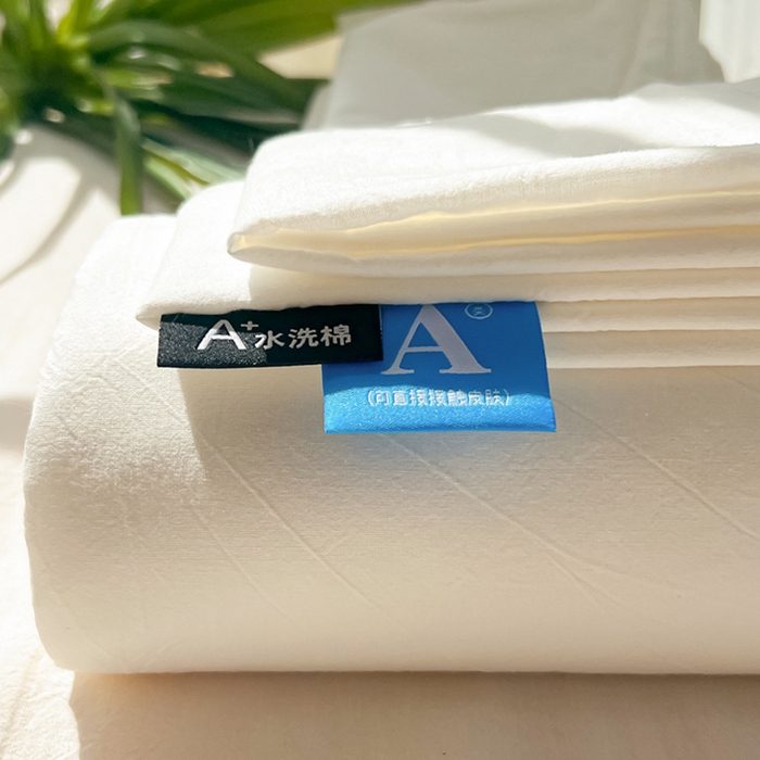 91家纺网 家纺一手货源 找家纺 韩巢家纺 2025新款格子纯色A类水洗棉床单单件 A类本白-床单