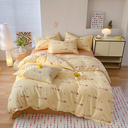 91家纺网 家纺一手货源 找家纺 （总）于果 2025新款全棉双层纱四件套