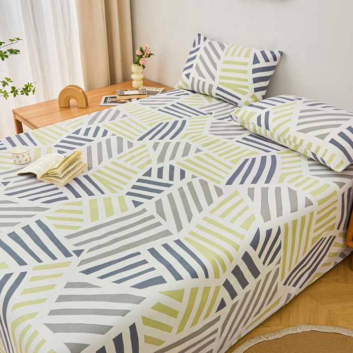 91家纺网 家纺一手货源 找家纺 首爱家纺 2025新款印花原棉标老粗布床单老粗布凉席软凉席 几何