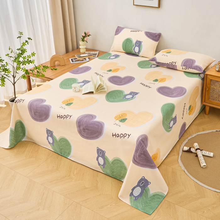 91家纺网 家纺一手货源 找家纺 首爱家纺 2025新款印花原棉标老粗布床单老粗布凉席软凉席 暖心绒语