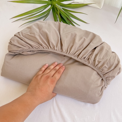 91家纺网 家纺一手货源 找家纺 韩巢家纺 2025新款A类纯色格子水洗棉床笠单件床罩床套 A类卡其-床笠