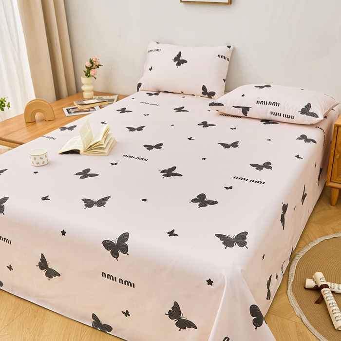 91家纺网 家纺一手货源 找家纺 棉乐町家居 2025年新款印花原棉标老粗布床单 蝴蝶飞