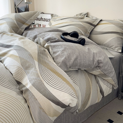 盛馨 2025年高支高密全棉套件简约北欧风13372纯棉床笠四件套三件套 卡洛琳