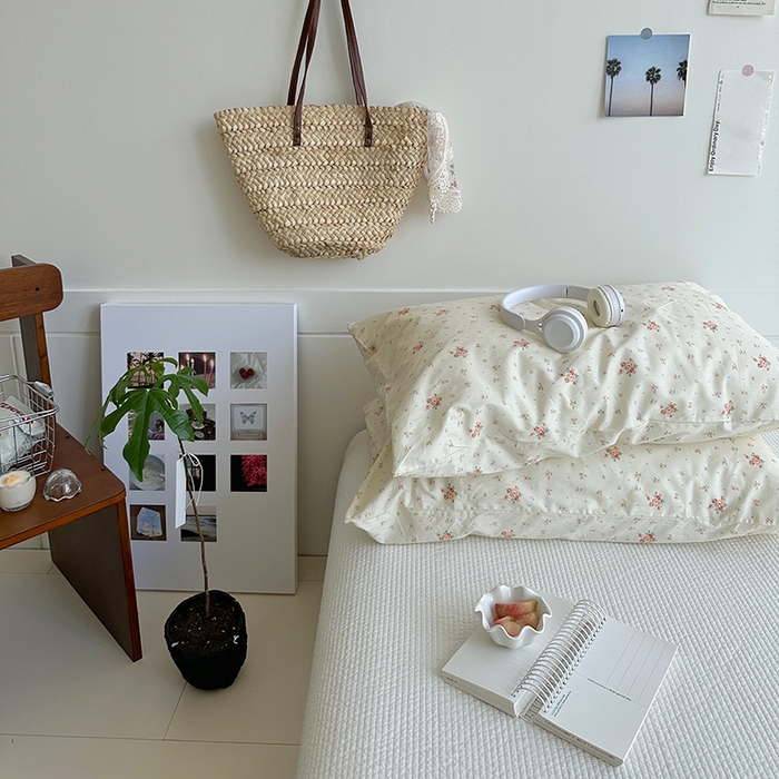 91家纺网 家纺一手货源 找家纺 2025新款纯棉小清新小碎花学生枕套 清如