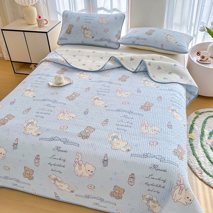 91家纺网 家纺一手货源 找家纺 （总）2025新款13070单面全棉绗缝床盖三件套