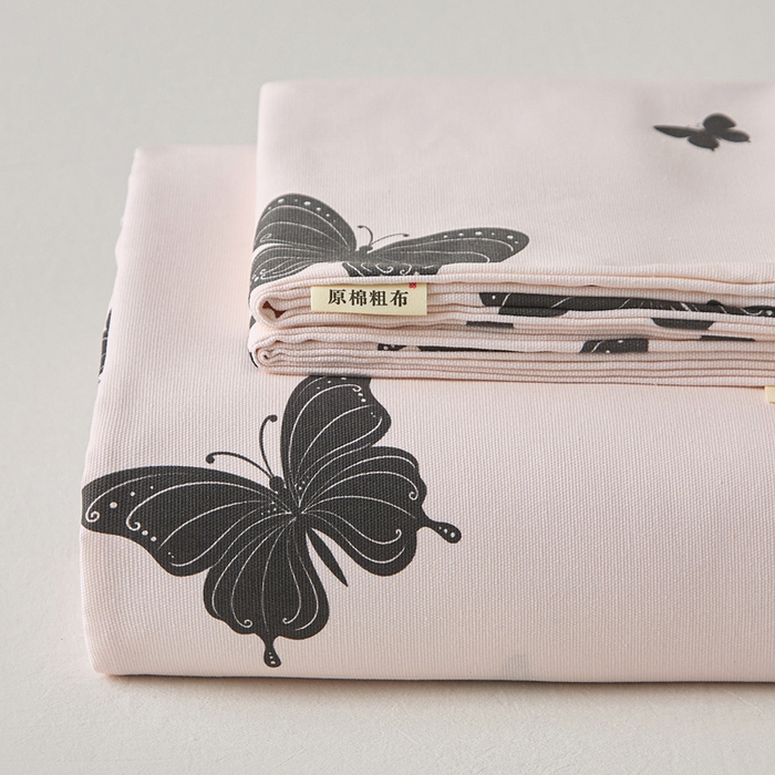 91家纺网 家纺一手货源 找家纺 金泰莱 2025年新款印花原棉标老粗布床单 蝴蝶飞