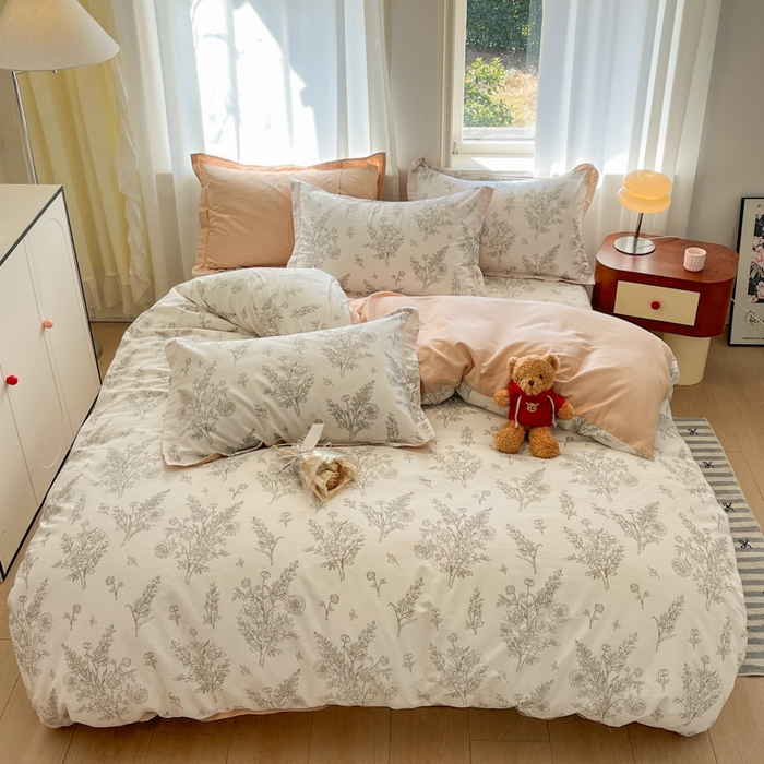 91家纺网 家纺一手货源 找家纺 （总）菲梵家纺 2025新款小清新喷气印花全棉四件套