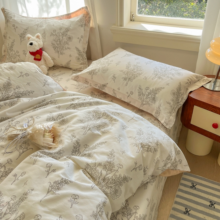 91家纺网 家纺一手货源 找家纺 （总）菲梵家纺 2025新款小清新喷气印花全棉四件套