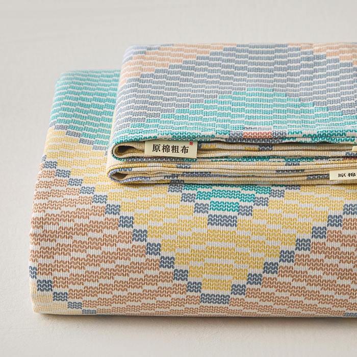 91家纺网 家纺一手货源 找家纺 金泰莱 2025年新款印花原棉标老粗布床单 波纹空间