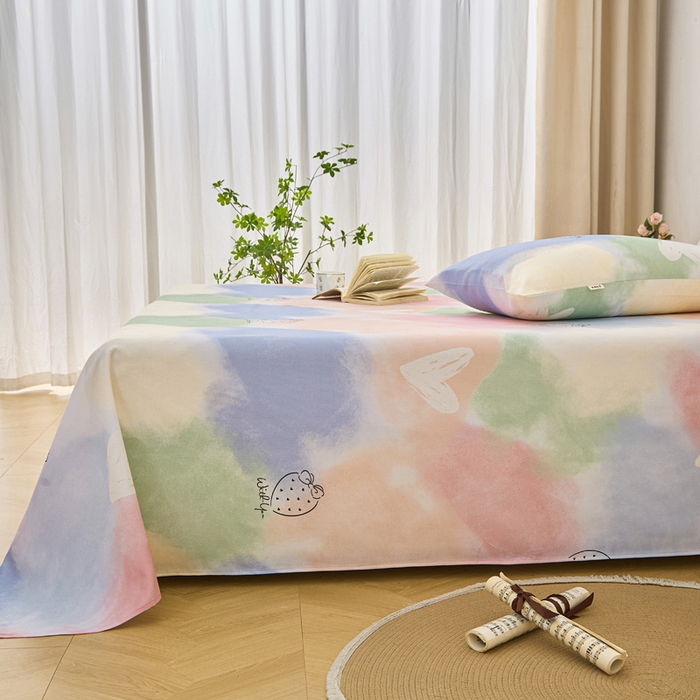 91家纺网 家纺一手货源 找家纺 首爱家纺 2025新款印花原棉标老粗布床单老粗布凉席软凉席 梦幻星空