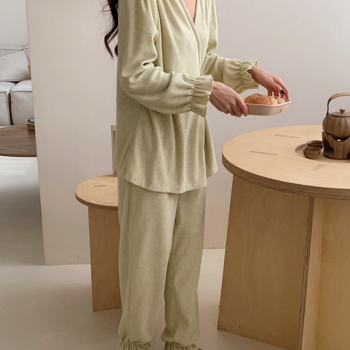 91家纺网 家纺一手货源 找家纺 妍景家居生活馆 毛巾绒系带套装 绿色