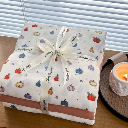 91家纺网 家纺一手货源 找家纺 暖芯优选 2025新款针织棉双层纱四件套小碎花被套床单床笠款学生三件套新款直播热款-叠拍图-系列一 水果派