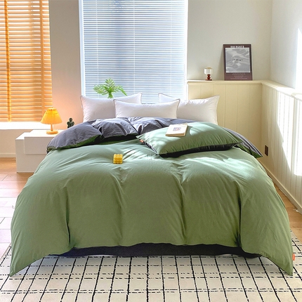 91家纺网 家纺一手货源 找家纺 （总）2025春夏新款双拼水洗棉全棉纯棉单品系列-单被套