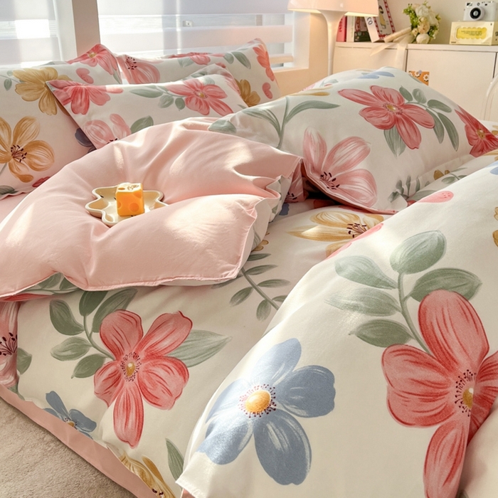 91家纺网 家纺一手货源 找家纺 米瑞娜 2025新款植物羊绒四件套 兰亭序