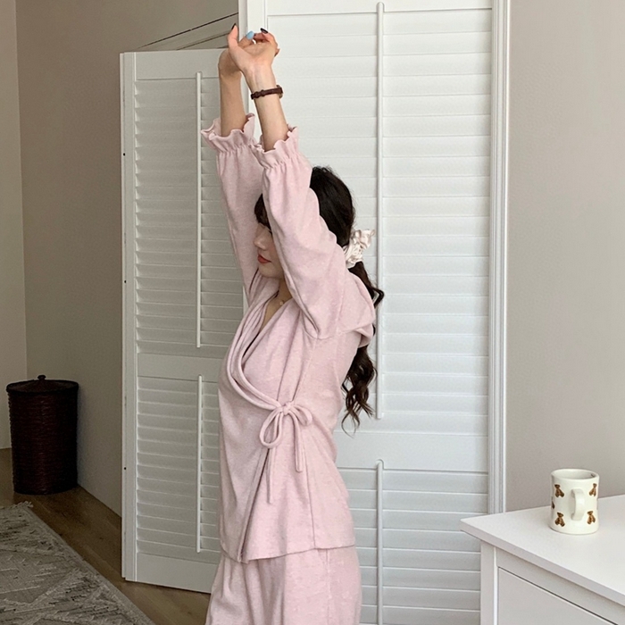 91家纺网 家纺一手货源 找家纺 妍景家居生活馆 毛巾绒系带套装 粉色