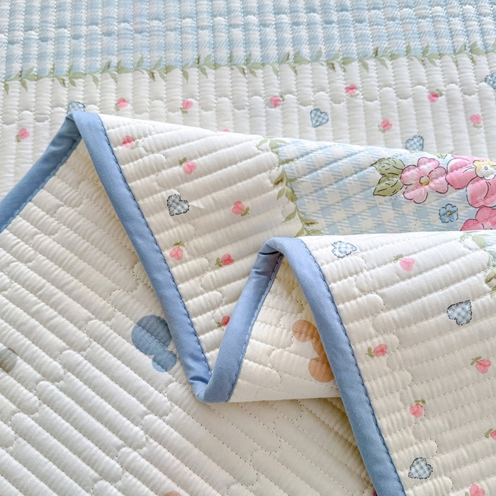 91家纺网 家纺一手货源 找家纺 2025新款13070单面全棉绗缝床盖三件套 出游伙伴